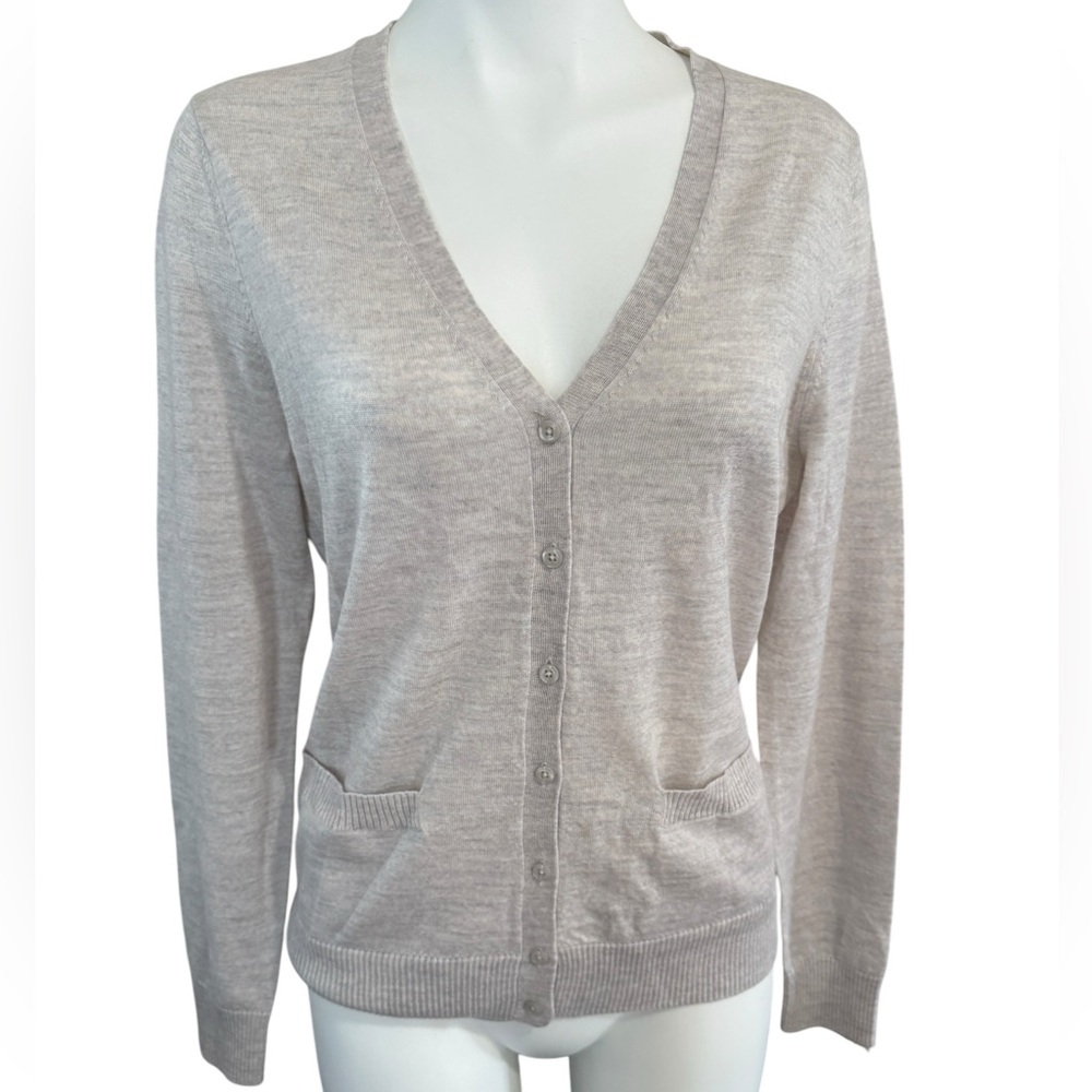 NWTS En Thread Women's Marino Wool Oatmeal ,Cardigan Sweater Size Medium